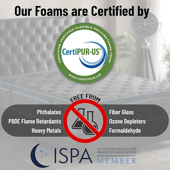 Ottomanson Twin 13" Luxury Black vBlue Eurotop Mattress - Inspired by Ancient Egypt - Medium-Firm Memory Foam Comfort - Premium Quilted Cover - Made in USA - Fiberglass-Free - Bed in a Box