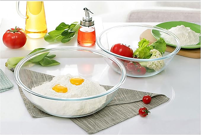 Glass Mixing Bowls with Lids Set, 8 Pieces Glass Salad Bowl Set with Lids(0.6QT,1.1QT,2.2QT,4QT) High Brosilicate Microwave Bowls for Kitchen Baking, Great Gift