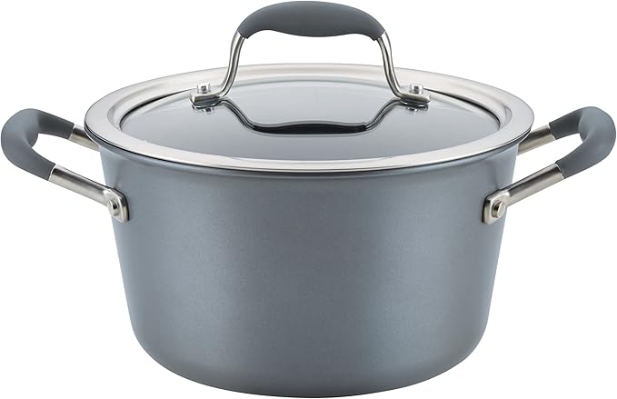 Anolon Advanced Home Hard-Anodized Nonstick Tapered Sauce Pan/Saucepot, 4.5-Quart (Moonstone)