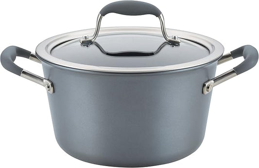 Anolon Advanced Home Hard-Anodized Nonstick Tapered Sauce Pan/Saucepot, 4.5-Quart (Moonstone)