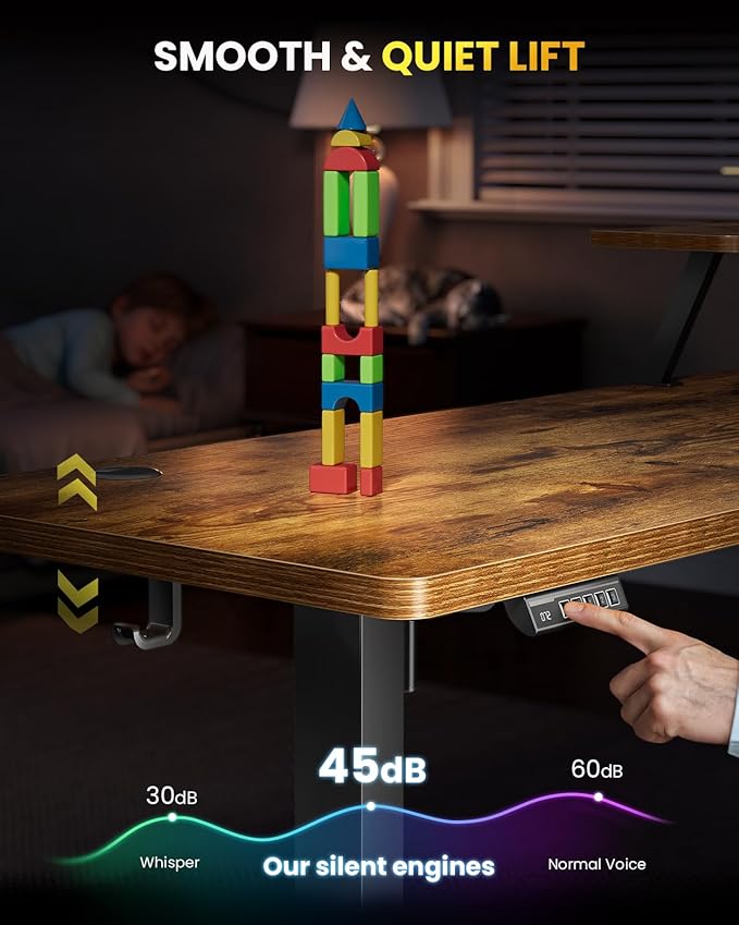 L-Shaped Standing Desk - 55 Inch Adjustable Corner Desk, Electric Sit-Stand Computer Table with Memory Controller for Home Office