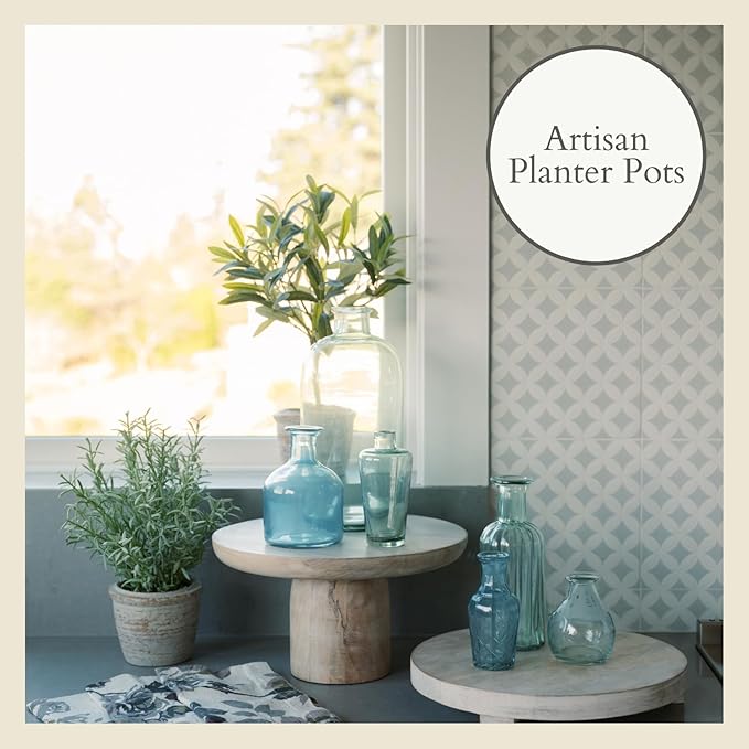 CG Hunter Faux Rosemary Plant & Olive Topiary, Set-of-2 Premium Artificial Indoor Plants, Enhances Interior Design, Lifelike-Leaves Create Realistic Natural Appearance, Grey Planter Pot Included