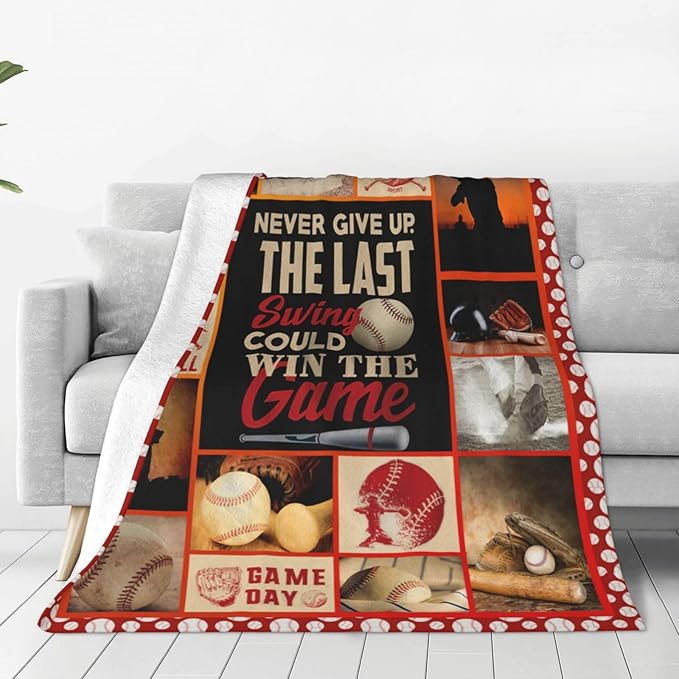 Baseball Gifts: Cozy Fleece Flannel Blanket - Soft, Warm, Plush & Lightweight - Inspirational Design for Boys, Girls, Teens, Men, Kids - 60"X80"