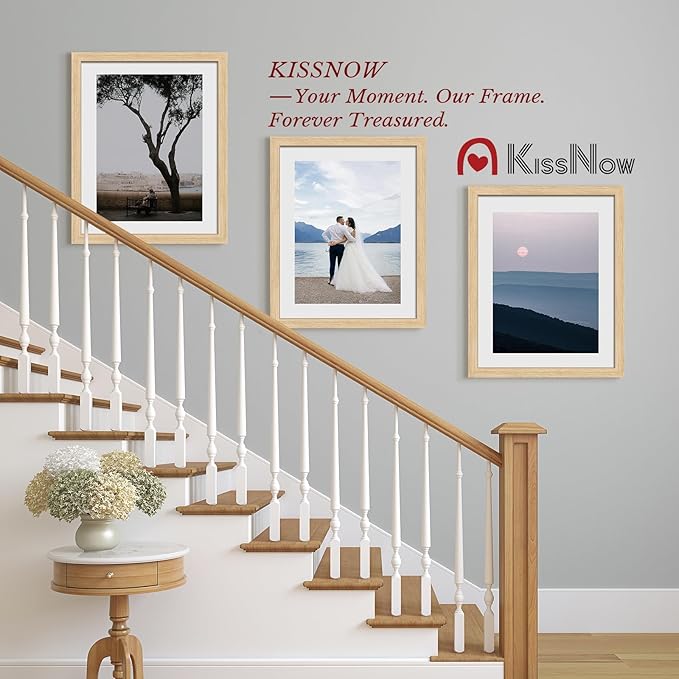 16x20 Picture Frame 4 Pack, Natural Oak Wood, Wall Gallery Poster Frame