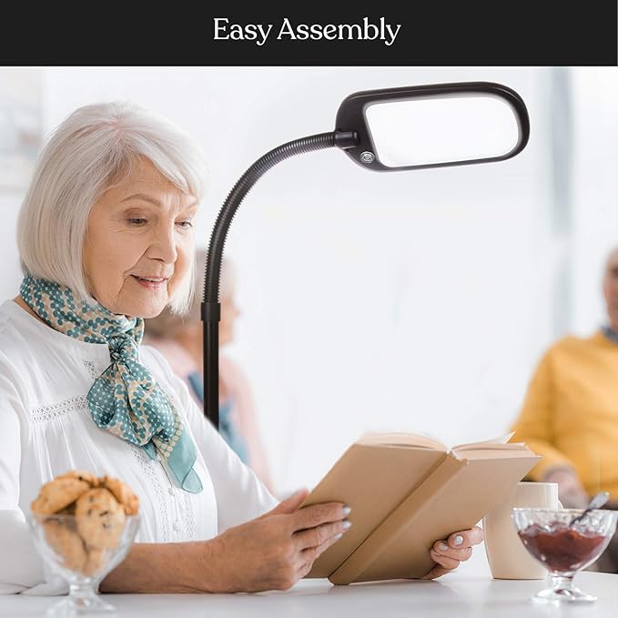 Brightech Litespan Slim LED Floor Reading Lamp - Modern Tall Lamp with Adjustable Gooseneck for Living Rooms & Offices - Dimmable Crafts Work Light - Brown