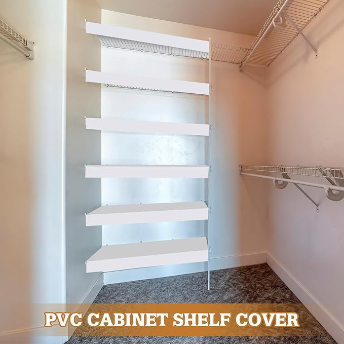 Hoolerry 5 Pcs Wire Shelf Covers Foamed PVC Wire Rack Covers for Removable Closet (Not Wood) Pantry Shelves for Cabinet Bathroom Kitchen Shelving Decoration(White,31x12 Inch)