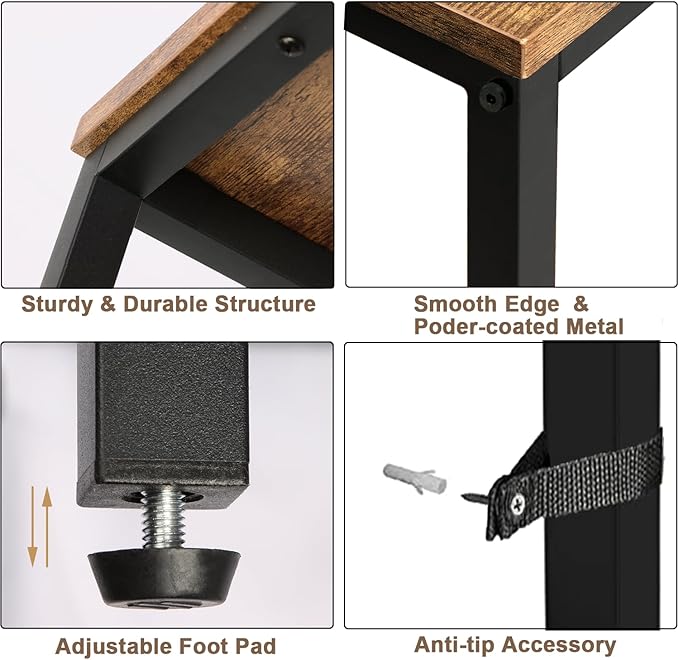 Narrow Console Table, 39.4” Sofa Table with Adjustable Shelf, 2-Tier Long Skinny Table for Hallway, Entryway, Living Room, Foyer, Rustic Brown