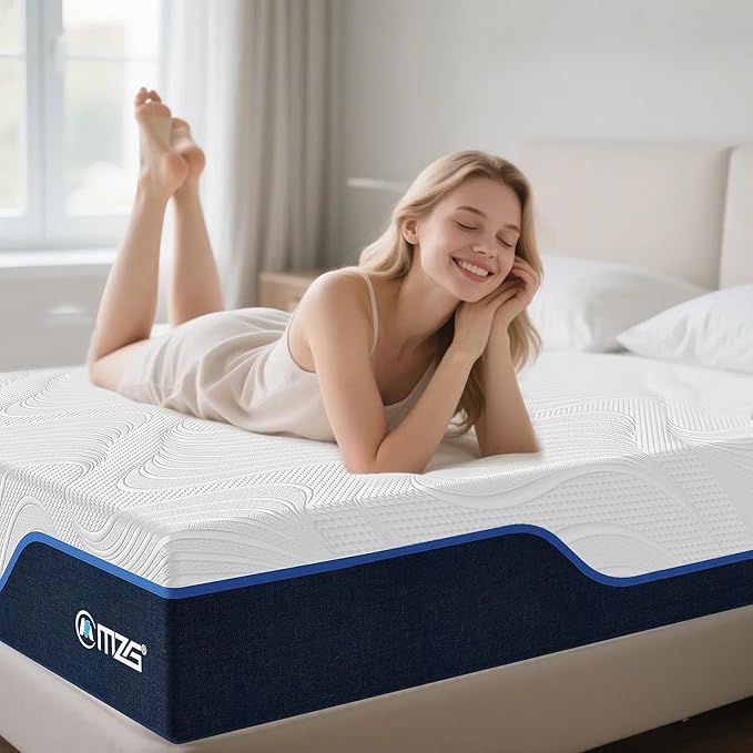 12 Inch Queen Size Plush Hybrid Mattress, Gel-Infused Memory Foam Pillow Top & High-Density White Support Foam, Cooling & Breathable, CertiPUR-US Certified, Mattress in a Box