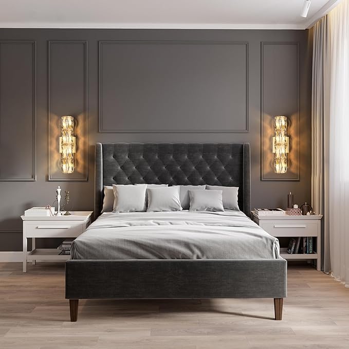 Crystal Wall Sconces Lighting, Modern Gold Wall Light Fixture, Elegant Vanity Wall Lighting Mount for Living Room Bedroom Bathroom Crystal Vanity Light Fixture for Indoor Hallway Doorway Stairway