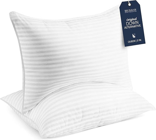 Beckham Hotel Collection Bed Pillows Standard/Queen Size Set of 2 - Original Down Alternative Pillow for Sleeping - Bedding for Back, Stomach or Side Sleepers