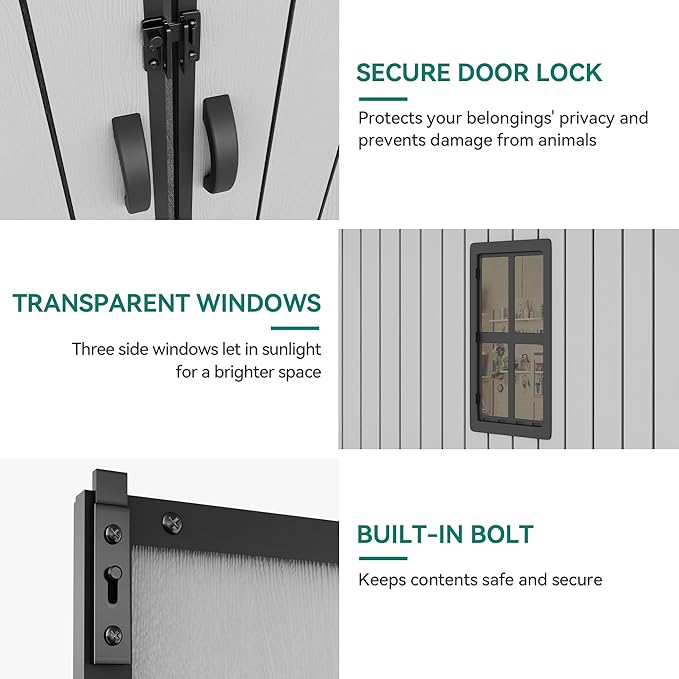 YITAHOME 8x16 FT Outdoor Storage Shed with Floor, Waterproof Plastic Garden Shed with Lockable Doors, 2 Vents & 3 Windows, 875 cu. ft. Resin Shed for Tools, Bikes, Patio or Backyard, Gray
