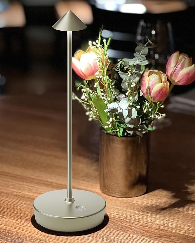Cordless Table Lamps Rechargeable, 6000mAh Battery Operated LED Desk Lamp Outdoor Waterproof Portable Touch Dimmable Table Night Light for Patio Restaurant Dining Home Set of 2 Silver