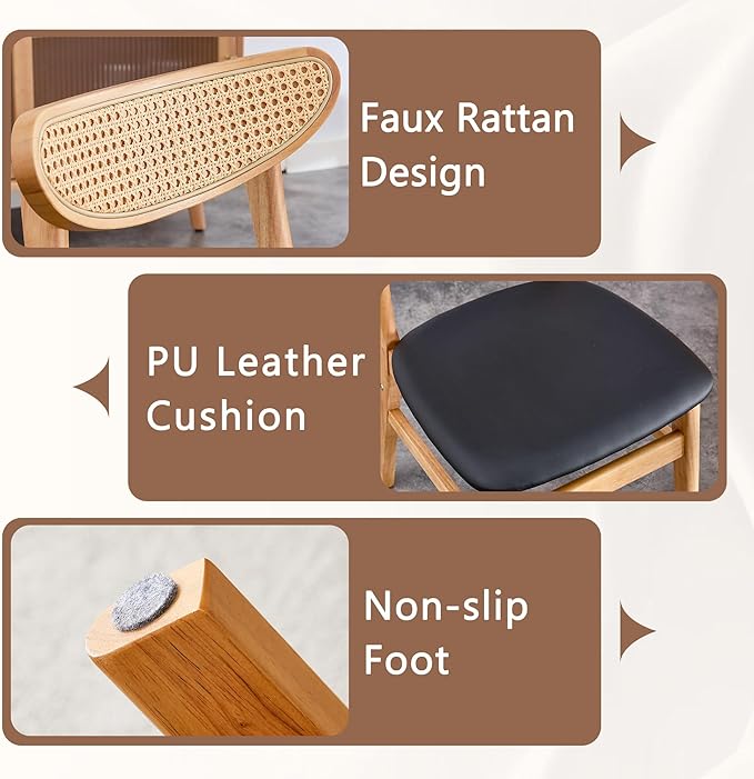 45 Inch Round Dining Table Set for 4, 5 Piece Kitchen Table and Chairs Set, Wooden Table with Light Walnut Finish, Small Space Dining Set for Apartment or Dining Room