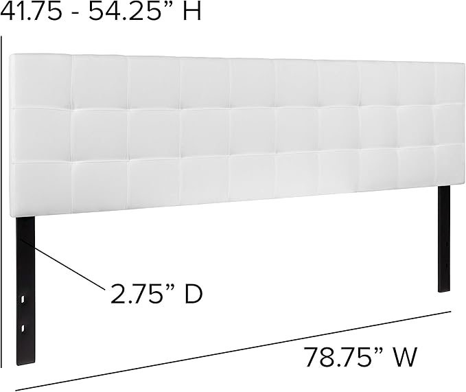 EMMA + OLIVER Quilted Tufted Upholstered King Size Headboard in White Fabric