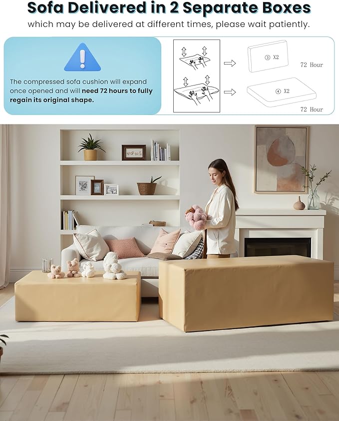 Queen Pull Out Sofa Bed, 2-in-1 Convertible Sleeper Sofa Couch with Memory Foam Mattress, 3-Seater Sofa Bed Queen with Arms for Living Room & Small Spaces, Beige