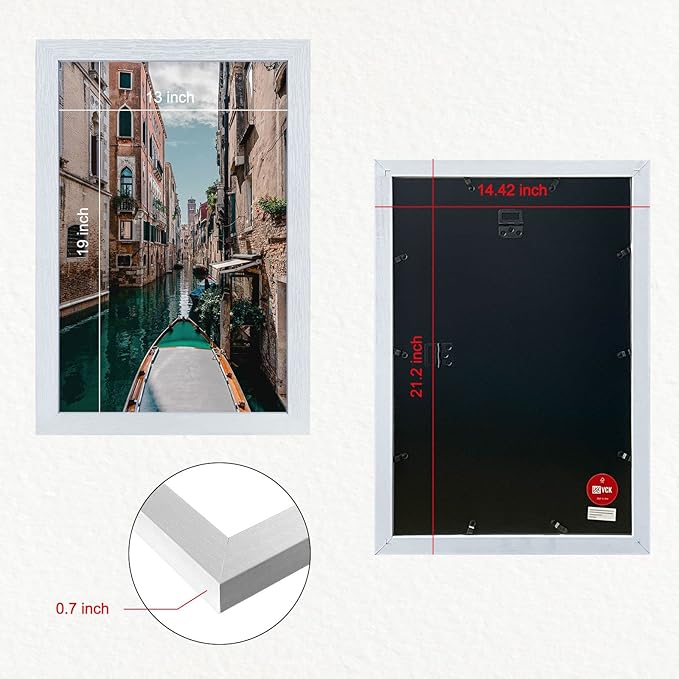VCK Poster Frames Wood Poster Large Picture Frames for Wall Gallery Home Office Photography Art Decoration (White, 13 x 19)