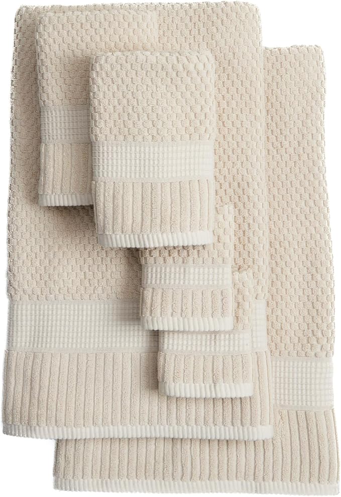 NY Loft 6-Piece Cotton Towel Set - Super Soft & Absorbent, Quick-Dry, Sand Color, OEKO-TEX Certified, Machine Washable