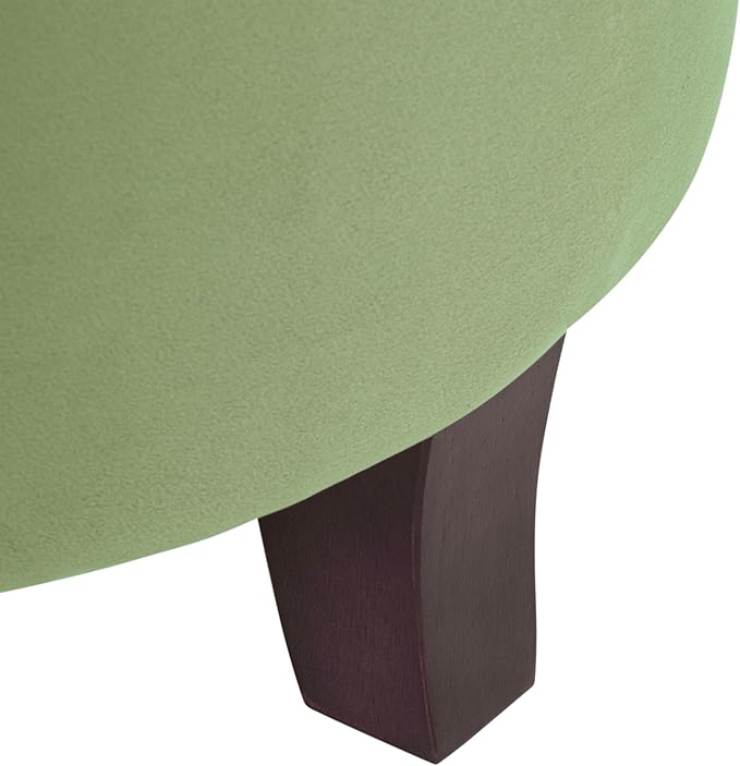 Homepop Home Decor | Upholstered Round Velvet Tufted Foot Rest Ottoman | Ottoman with Storage for Living Room & Bedroom | Decorative Home Furniture, Green