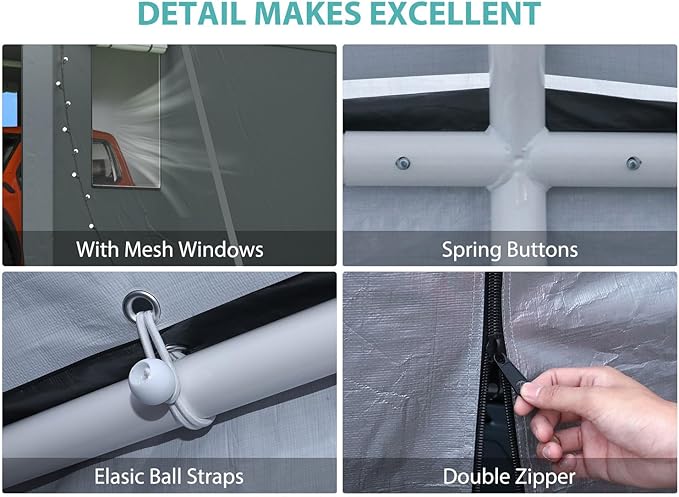 Carports 13X25 Heavy Duty,Car Ports with 180G Removable Side Wall,Portable Car Port Garage,Carport Canopy, Car Shelter All Weather,Grey