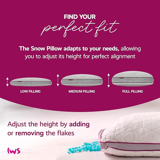 Adjustable Cooling Pillow, Neck Support, Queen Size Bed Pillows for Sleeping, Gel Cross Cut Memory Foam, Side Sleepers, Snow® Pillow