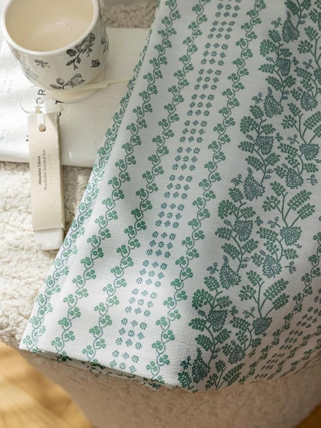 Linen Blend Pinch Pleated Curtains for Living Room, Bedroom, Dining Room - Light Filtering Curtains 2 Panels Set - Luxury and Modern Floral Printed Design - Summer Green, 30" W x 96" L