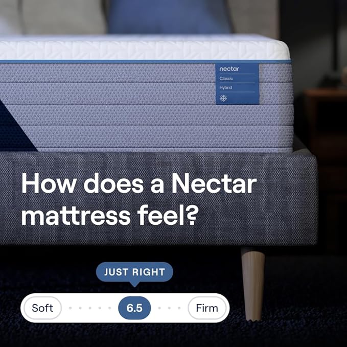 Nectar King Adjustable Base & 12” Hybrid Mattress (New Version) - Head & Foot Incline - Medium Firm Memory Foam & Coils - Cooling Top Layer - 3 Massage Settings - 365-Night Trial & Forever Warranty