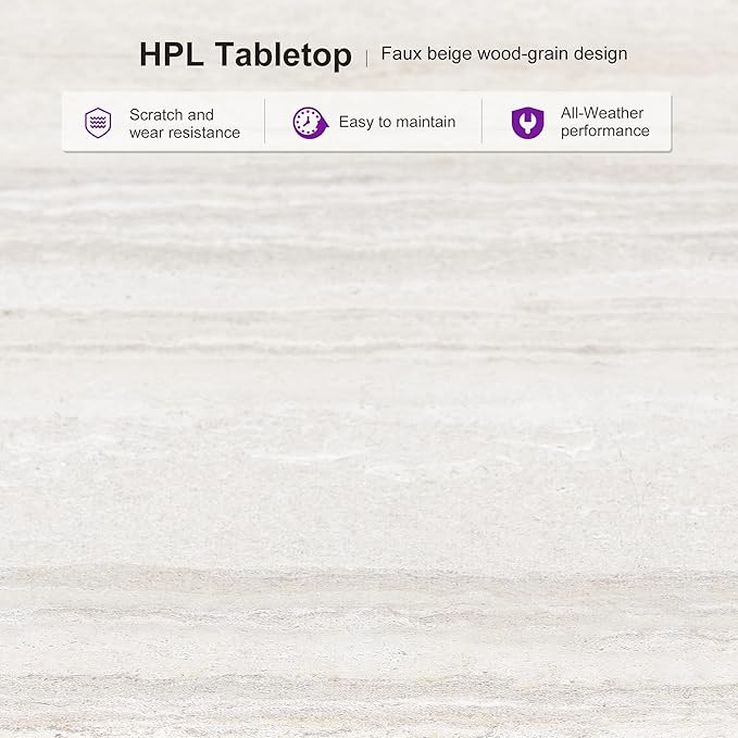 PURPLE LEAF 8-Piece Patio Dining Set Outdoor Furniture Rectangular Table and Chairs Set with Aluminum Frame and Wicker Rattan for Garden Deck Backyard Kitchen Champagne Outdoor Set