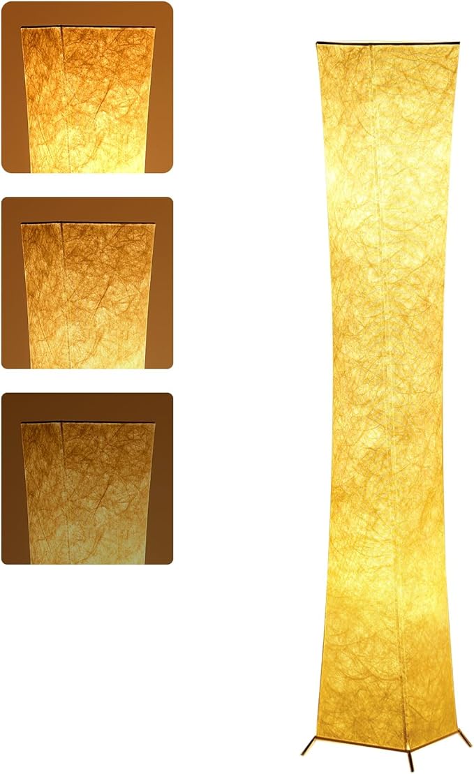 chiphy Floor Lamp, Dimmable 52" (S) Tall Standing Lamp, 3 Levels Adjustable Brightness 12Wx2 LED Bulbs, Column Floor Lamps, White Fabric Shade, Home Decor for Living Room, Bedroom, Kids Room