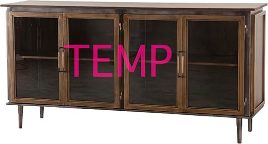 Hekman Entertainment Center - Mid-Century Media Console with 4 Doors, Brown Finish, Metal Framed Body, Wooden Media Stand, TV Stand with Storage, Vintage-Inspired Bedroom and Living Room Furniture