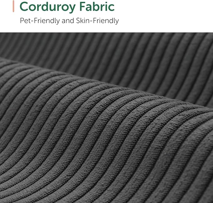 HONBAY Corduroy Sectional Couch with Storage U Shaped Sectional Sofa Modular Sectional Couches for Living Room, Dark Gray