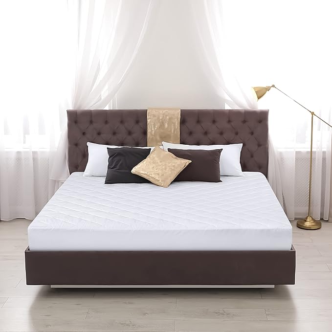 Utopia Bedding Quilted Fitted Mattress Pad, Twin XL Size, Elastic Fitted Twin Extra Long Mattress Topper Protector and Cover Stretches up to 16 Inches Deep, Machine Washable (White)