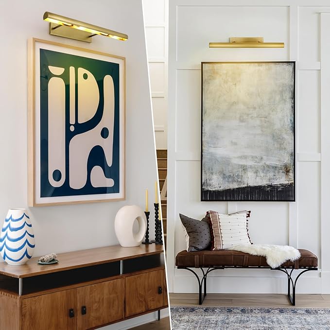 Brass Picture Light, 30inch Picture Lights for Wall, Hardwired Wall Lights for Picture, Large Wall Picture Light, Dimmable Picture Lights, Art Light for Painting Display Artwork Portrait