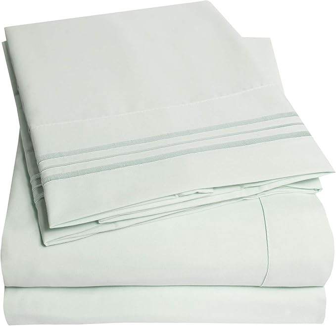 Supreme Collection Twin Sheet Sets - Mint Green, 3 Piece Set, Extra Soft, Elastic Corner Straps, Deep Pocket Sheets