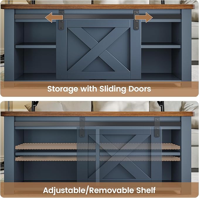 SEDETA 31.5" Lift Top Coffee Table with Storage, Square Coffee Tables for Living Room, Farmhouse Coffee Table with Large Hidden Storage Compartment and Adjustable Shelves, Blue