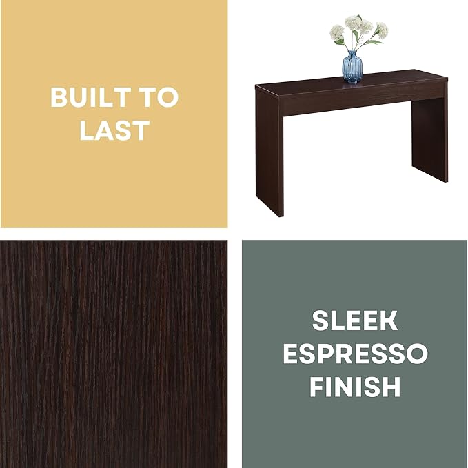 Convenience Concepts Northfield Hall Console Table 48" - Modern, Minimalist Narrow Sofa Display Accent for Contemporary Living Room, Entryway, or Hallway, Espresso