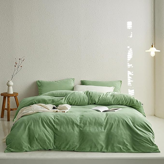 Sage Velvet Comforter Set Full Light Green Fluffy Flannel Bedding Set Winter Plush Blanket Quilts Soft Thick Warm Grass Green Comforter Set for Women Men Full Bed