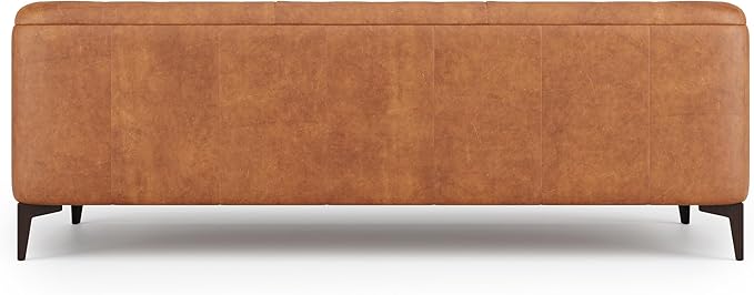 Valencia Avery Leather Couch 89" | Top Grain Nappa 11000 Leather 3 Seater with Tufted Back, Solid Wood Frame, Plush Cushioning, Saddle Tan