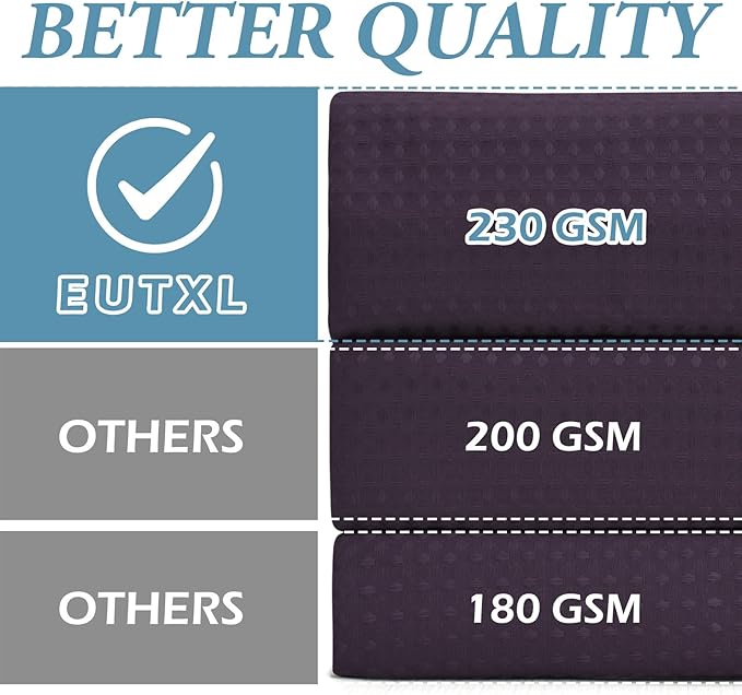 Purple Long Hotel Style Shower Curtain with Snap in Liner - 230GSM Waffle Textured,Hotel Grade,Spa Like Bath Curtain,71W x 86H