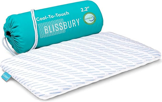 BLISSBURY 2.2 Inch Super Thin Pillow for Sleeping | Cool-to-Touch Premium Memory Foam Flat Pillow for Stomach Sleeper | for Back & Stomach Sleeper | Certified Foam for Neck and Back Support |