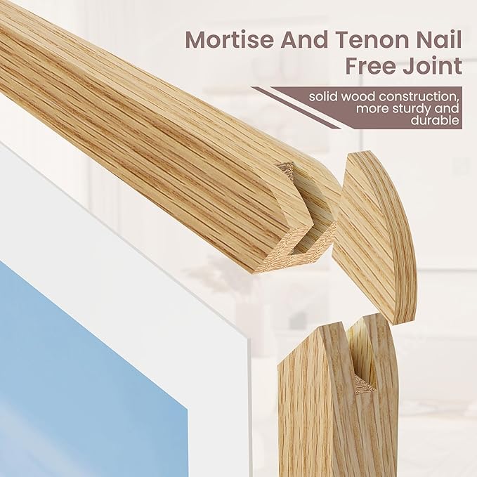 27x40 inch Poster Frame - Solid Oak Wood 27 x 40 Frame, Movie Poster Frame 27x40 With Mat For 24x36, Tempered Glass and Hanging Hardware Included, 27''x40'' Picture Frame Wood, Natural Oak