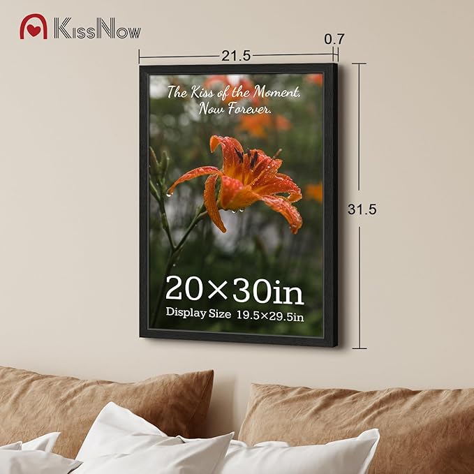 20x30 Poster Frame 4 Pack, Textured Black Solid Wood, Wall Gallery Picture Frame