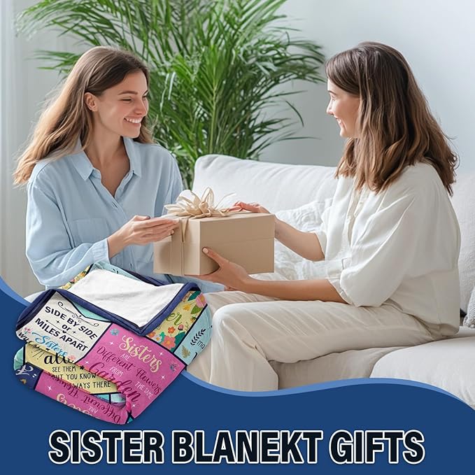 Sister Gifts for Sister Blankets, Gifts for Mothers Day, Friend Birthday Gift from Brother BFF Bestie, Best Sisters Ever Gift, Flannel Throw Blanket 60"x50"