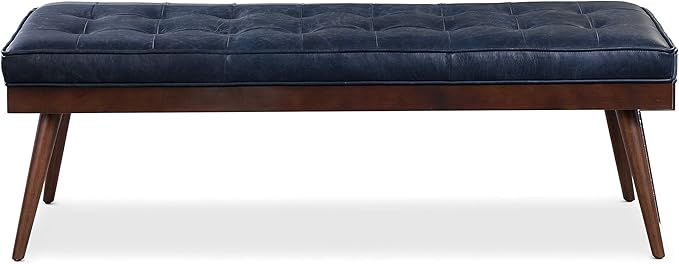 POLY & BARK Napa Luca Leather Bench, Midnight Blue