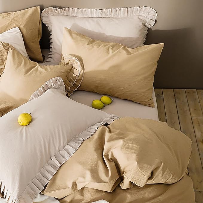 Luxlovery Champagne Beige Comforter Set King Light Champagne Bedding Comforter Set Dark Beige Solid Soft Breathable Blanket Quilts 3 Piece Taupe King Size Bedding Set