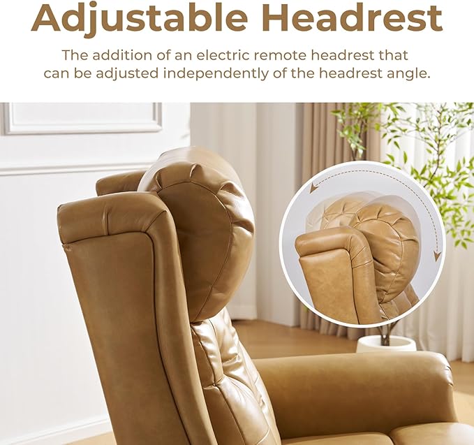 Large Power Lift Recliner Chair for Elderly, Oversized Lay Flat Recliner with Massage and Heat, Electric Lift Chair with Adjustable Headrest, Extended Footrest, USB Ports, Beige