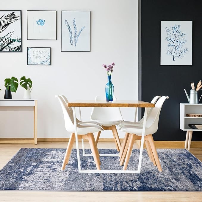 LUXE WEAVERS Hampstead Collection 941 Dark Blue 5x7 Modern Area Rug