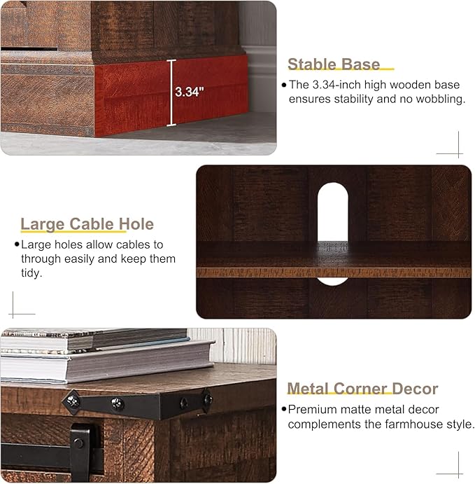 T4TREAM Farmhouse TV Stand for 75 Inch TV, Rustic Entertainment Center w/Sliding Barn Door, Large Media Console Cabinet w/Storage Shelves, Wood Television Stand for Living Room, Reclaimed Barnwood