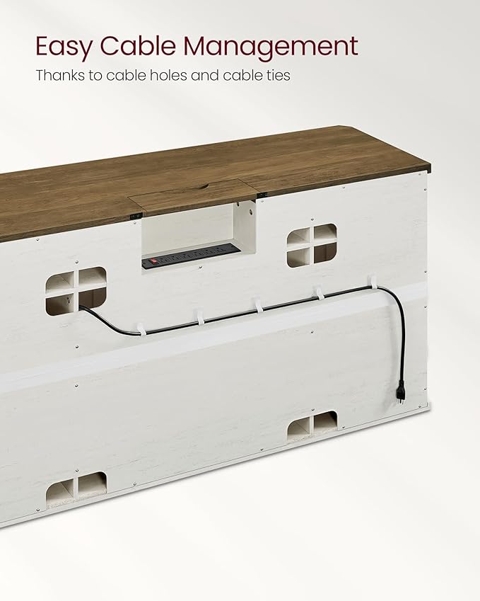 VASAGLE TV Stand for TVs up to 65 Inches, Farmhouse Entertainment Center with Sliding Barn Doors, TV Console Table for Living Room, Rustic White and Honey Brown ULTV322W73