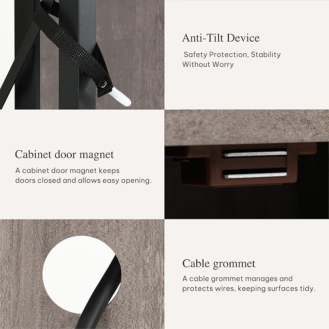 YITAHOME TV Stand for 70/65 Inch TV, 33.5'' Tall TV Stands for Living Room, Entertainment Center with Storage, LED TV Stand with Power Outlets, TV Media Console Cabinet, Grey