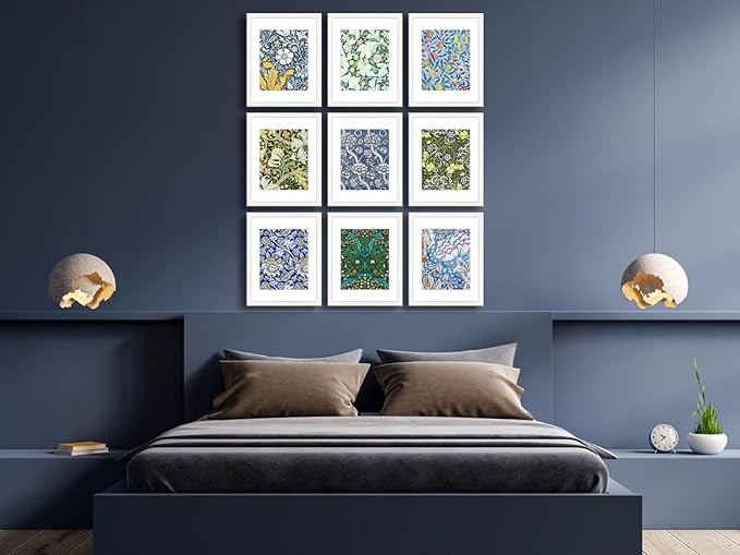 11x14 Picture Frame Set of 9 for Pictures 8x10 with Mat or 11x14 Without Mat, Wall Gallery or Tabletop display Photo Frames in White